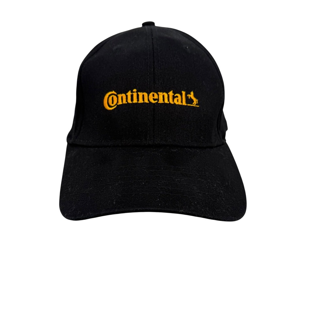 Continental Tires Embroidered Logo Baseball Cap Black Yellow Mens Hat One Size